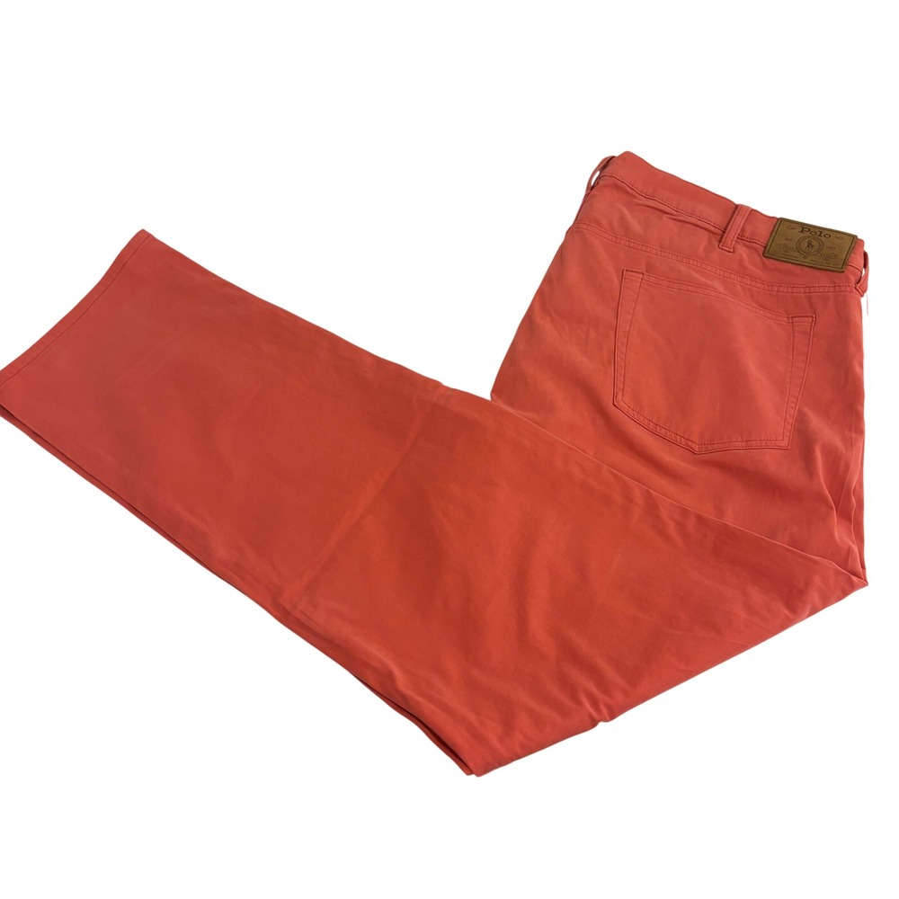 New Polo Ralph Lauren Varick Slim Straight Mens Pants 44 x 32 Coral Red Stretch